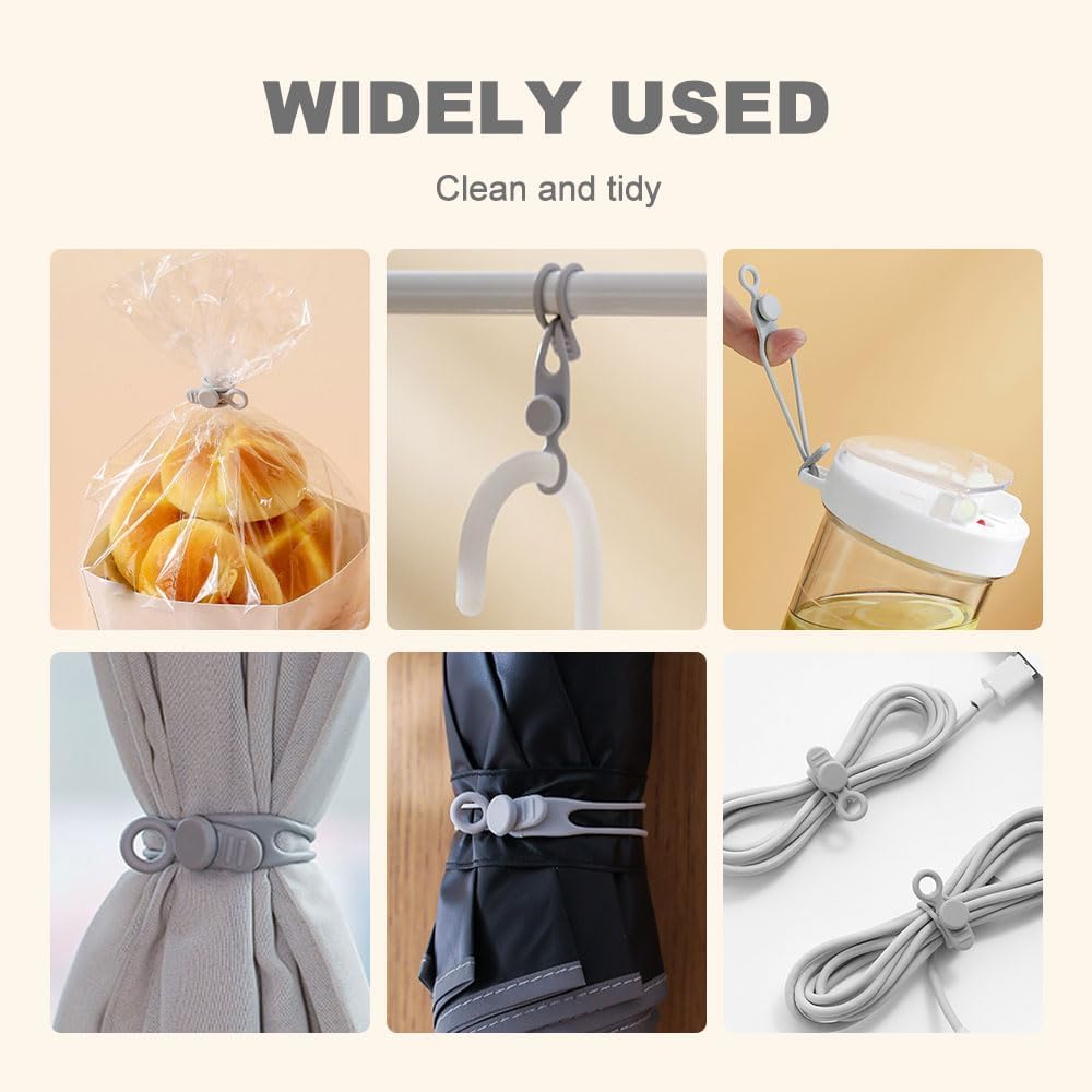 Data Cable Organizer, Silicone Cable Ties Reusable - Elastic Cord Organizer for Electronics, Adjustable Wire Ties for Cable Management,Computer Wires,Phone Charger,Earphone,Home Office (White, 30PCS)