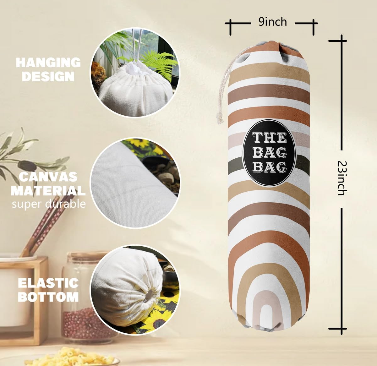 The Bag Bag Grocery Bag Holder, Boho Pattern Grocery Bags Holder Organizer For Shopping Bags, Wall Mount Plastic Bags Storage Container Dispensers, Kitchen Gifts For Women Family Grandma Mom(H-26)