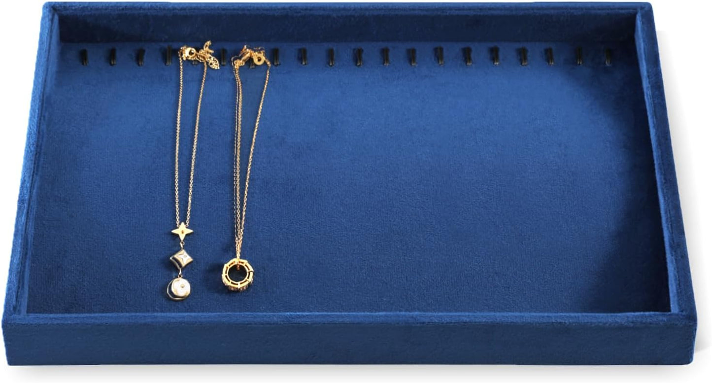Necklace Storage Tray, Velvet Bracelet Display, Premium Jewelry Organizers,Luxury Jewelry Tray,Blue Necklace Display