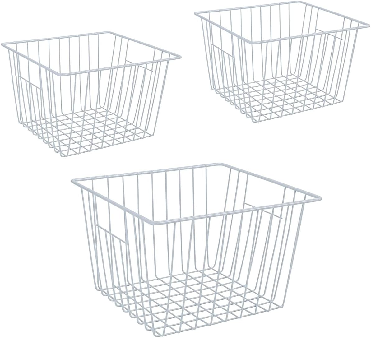 Freezer Baskets Organizer, Refrigerator Metal Wire Storage Basket Bins, Wire Basket Freezer Storage Organizetion for Kitchen, Pantry Organizer Bins - Set of 3
