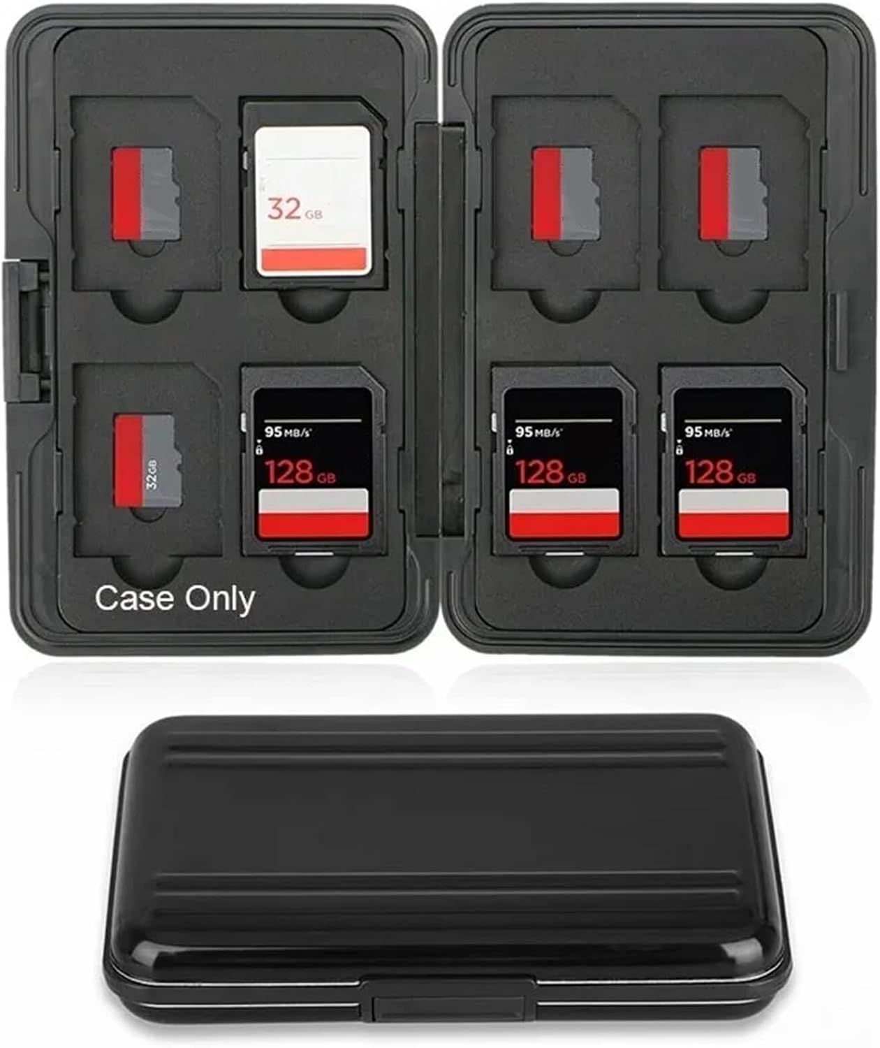 Memory Card Storage Box, Hard Wearing Anti Scratch Aluminum Case, Large Internal Capacity Carrying Box Holder for SD TF Cards