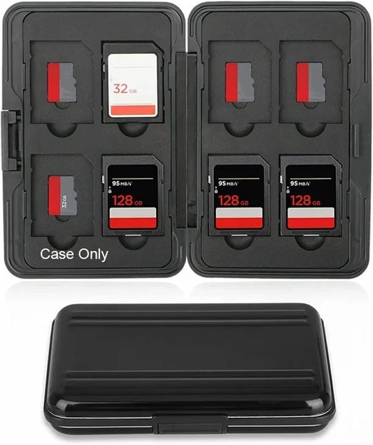 Memory Card Storage Box, Hard Wearing Anti Scratch Aluminum Case, Large Internal Capacity Carrying Box Holder for SD TF Cards