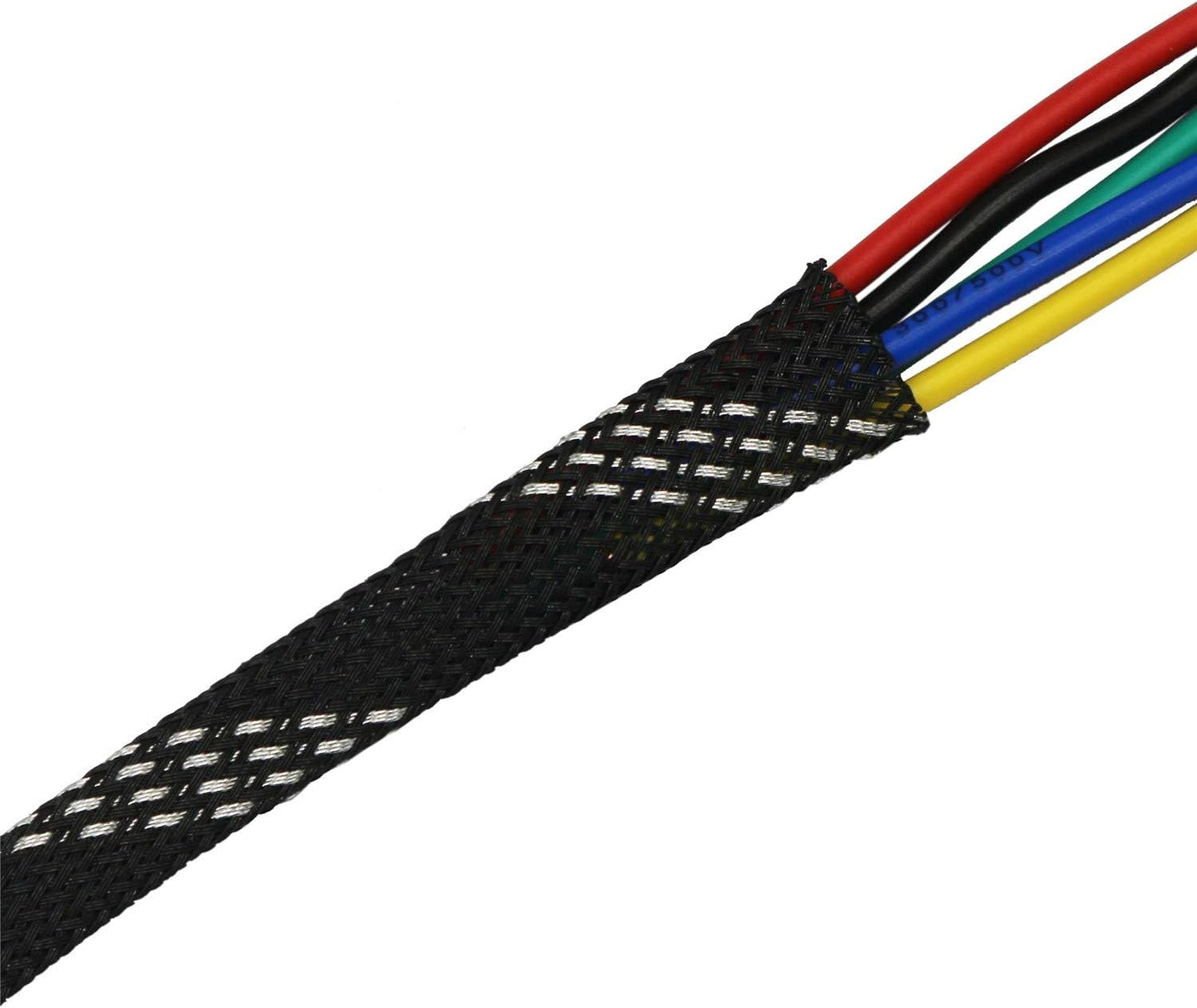 30ft PET Expandable Sleeving Wire Cable Sleeve (1/3", Silver&Black)