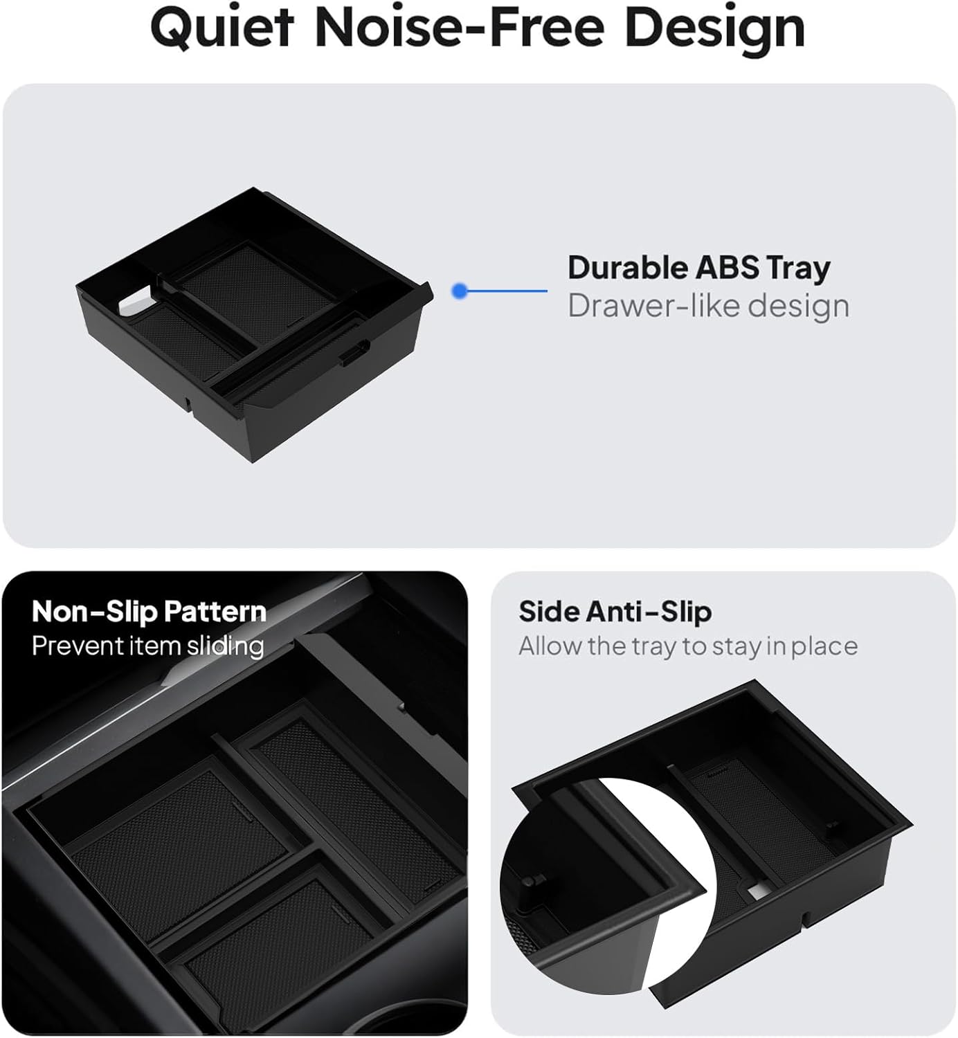 4PCS Upgraded Tesla Model Y Juniper (2024–2026) Accessories & Tesla Model 3 (2025 Highland) Accessories Center Console Organizer, Hidden Storage Box, Cup Holder, and Armrest Drawer Organizer