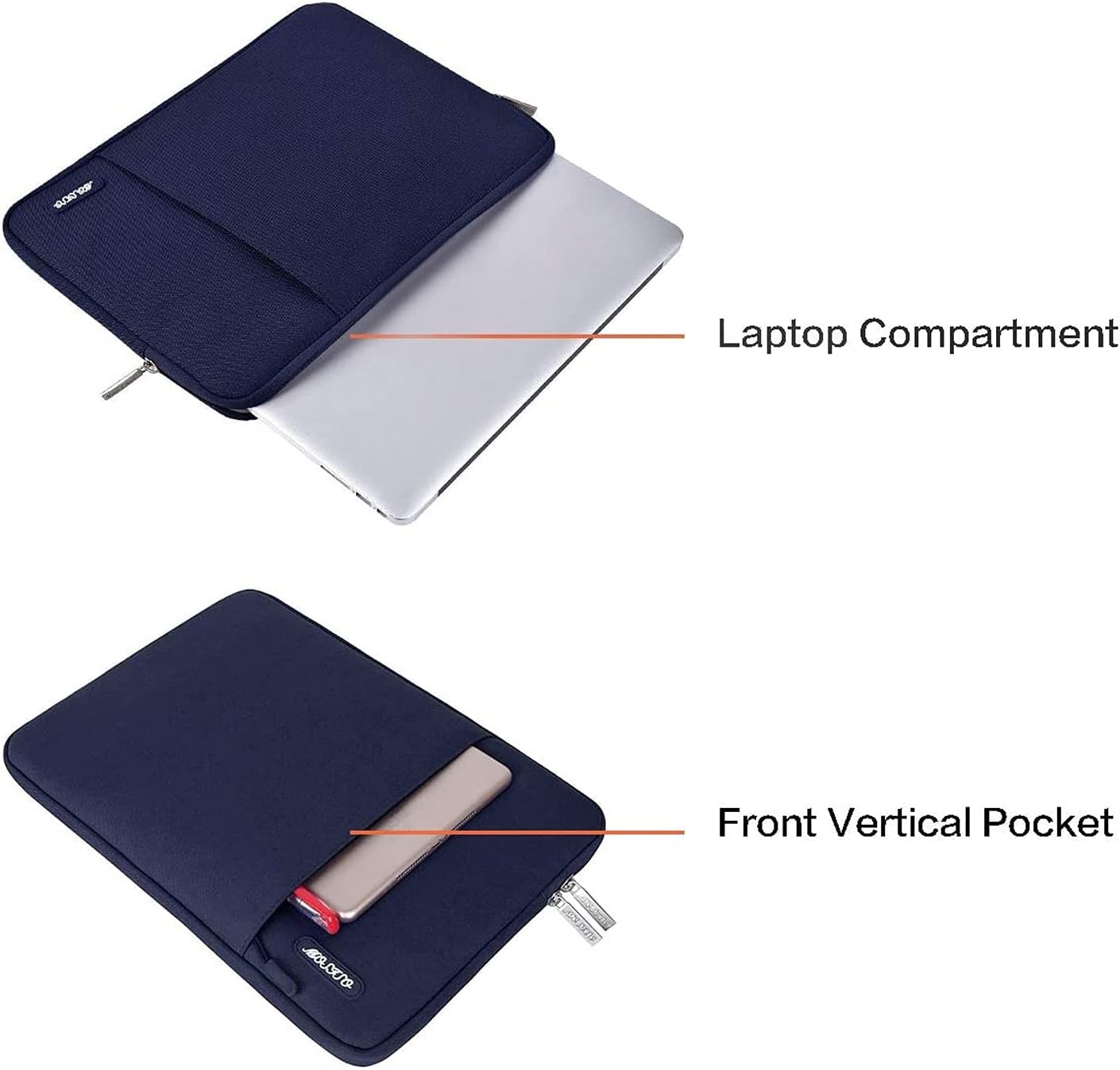 MOSISO Laptop Case 13.3 inch, 13-13.3 inch Laptop Sleeve Compatible with MacBook Air/Pro 13/Pro 14 M5 M4 M3 M2 M1, HP Dell ASUS Lenovo,Polyester Vertical Computer Sleeve Bag with Pocket, Navy Blue
