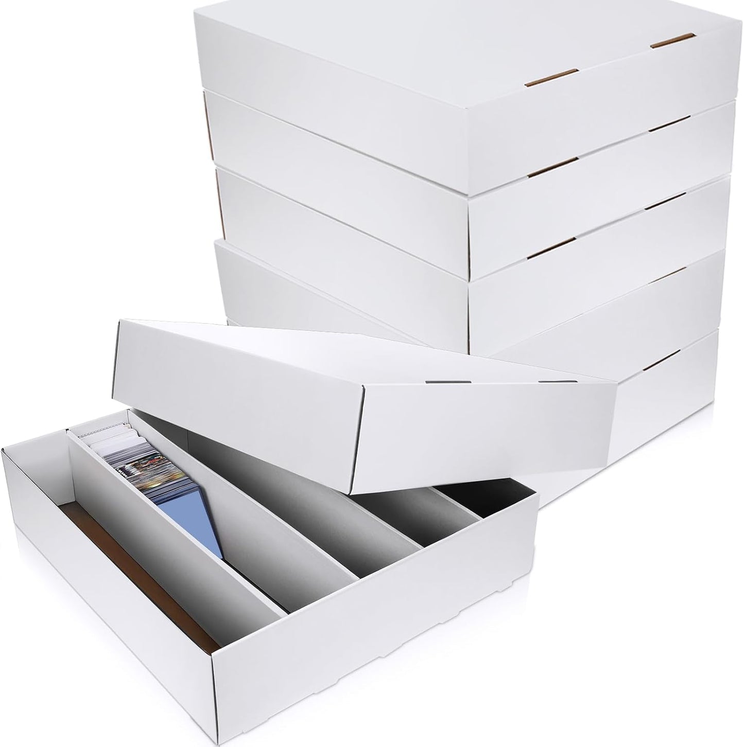 Yexiya 4 Pcs 5000 Count Card Storage Boxes with Divider for Trading and Gaming Cards White Cardboard Holder Collector Organizer for Deck of Play Pieces Sport Basketball Card