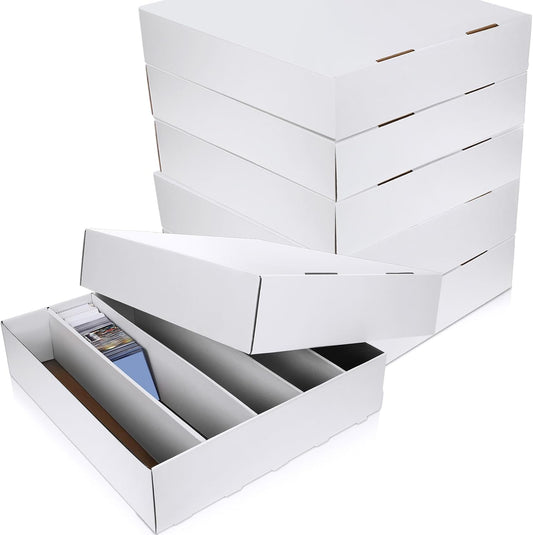 Yexiya 4 Pcs 5000 Count Card Storage Boxes with Divider for Trading and Gaming Cards White Cardboard Holder Collector Organizer for Deck of Play Pieces Sport Basketball Card