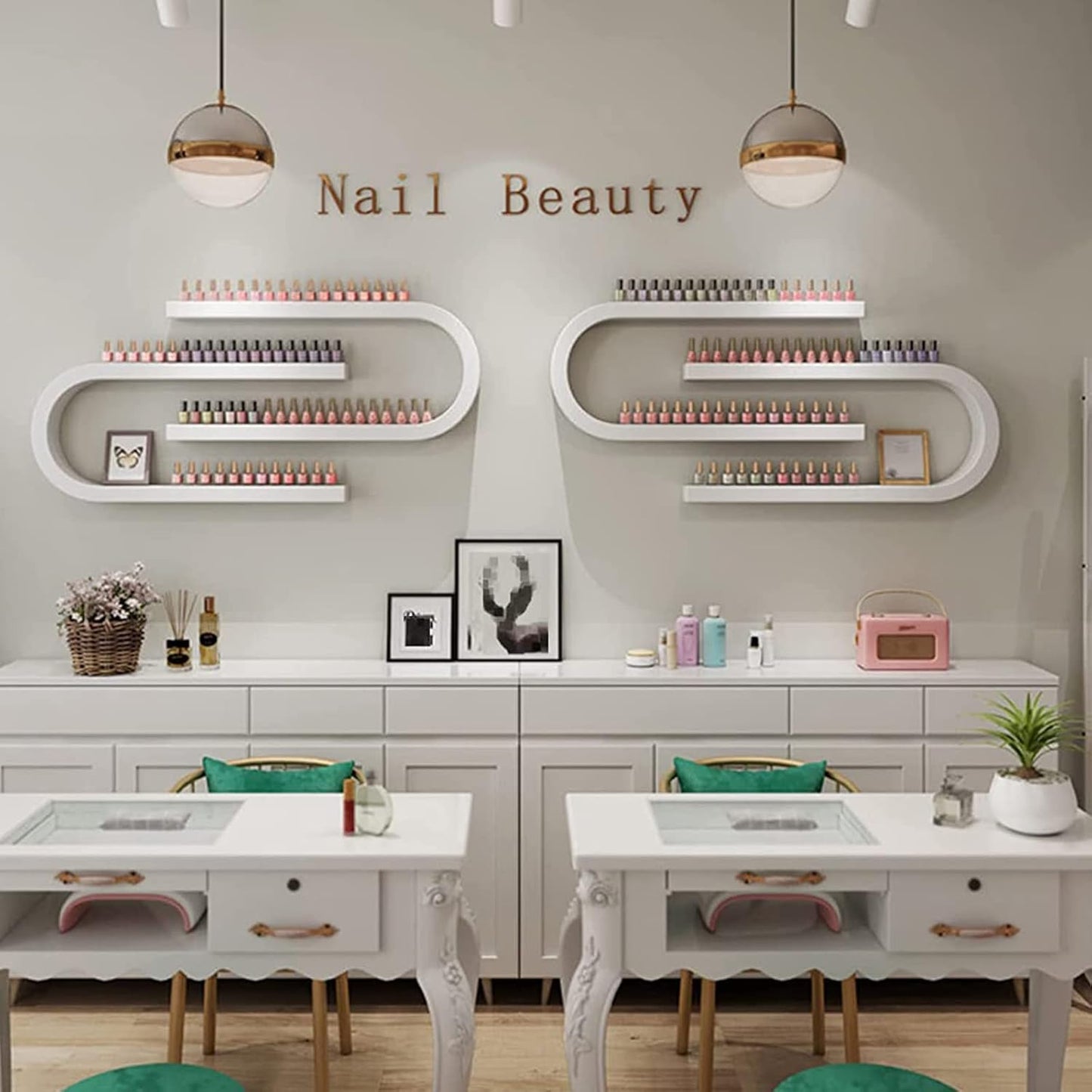 Wall Mounted Nail Polish Bottle Display Rack, U-Shaped Essential Oil Perfume Storage Shelf, Hanging Salon Beauty Nail Shop Organizer Perfume Holder