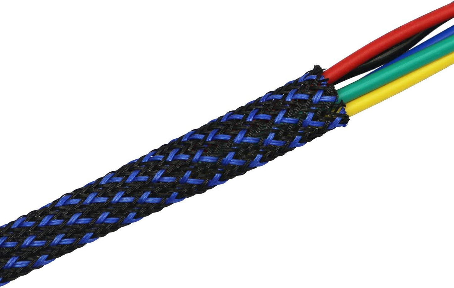 30ft PET Expandable Sleeving Wire Cable Sleeve (1/6", Blue&Black)