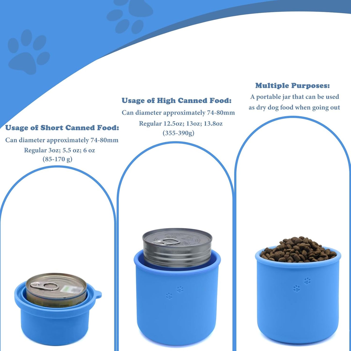 Original Canned Dog Food Storage Container | Silicone Can Cover Pet Food Sealer | BPA Free, Airtight, Dishwasher & Freezer Safe (Blue)