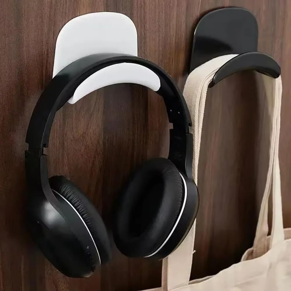 Universal Microphone Stand Headphone Bracket Storage Hook Dormitory Wall-Mounted Computer Headset Holder Earphone Display Holder (Black)