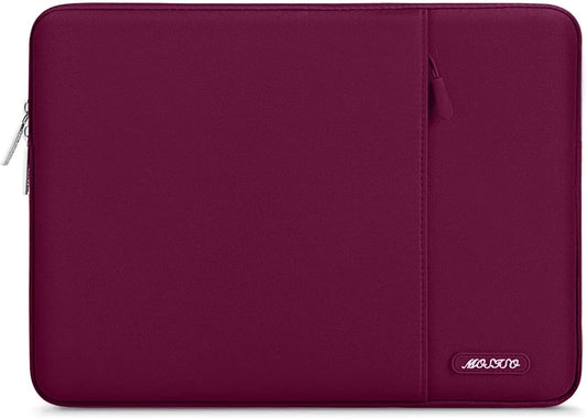 MOSISO Laptop Case 15 inch, 15 inch Laptop Sleeve Compatible with MacBook Air 15 M4 A3241 M3 A3114 M2 A2941 2025 2024 2023,Dell XPS 15,Polyester Vertical Computer Sleeve Bag with Pocket, Wine Red