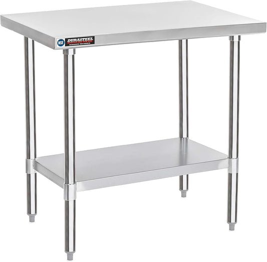 DuraSteel 24x36 Stainless Steel Work Table - NSF Commercial Prep Metal Table - Outdoor Pizza Oven Stand w/Under Shelf - Kitchen Island Laundry Utility Garage Microwave Stand Large Rolling Storage Cart