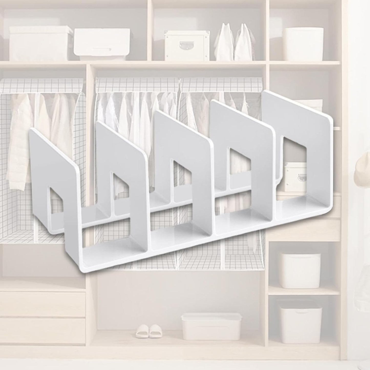 Wardrobe Divider Shelf Purse Organizer for Closet Shelf Dividers Purse Display Stand for Libraries, White