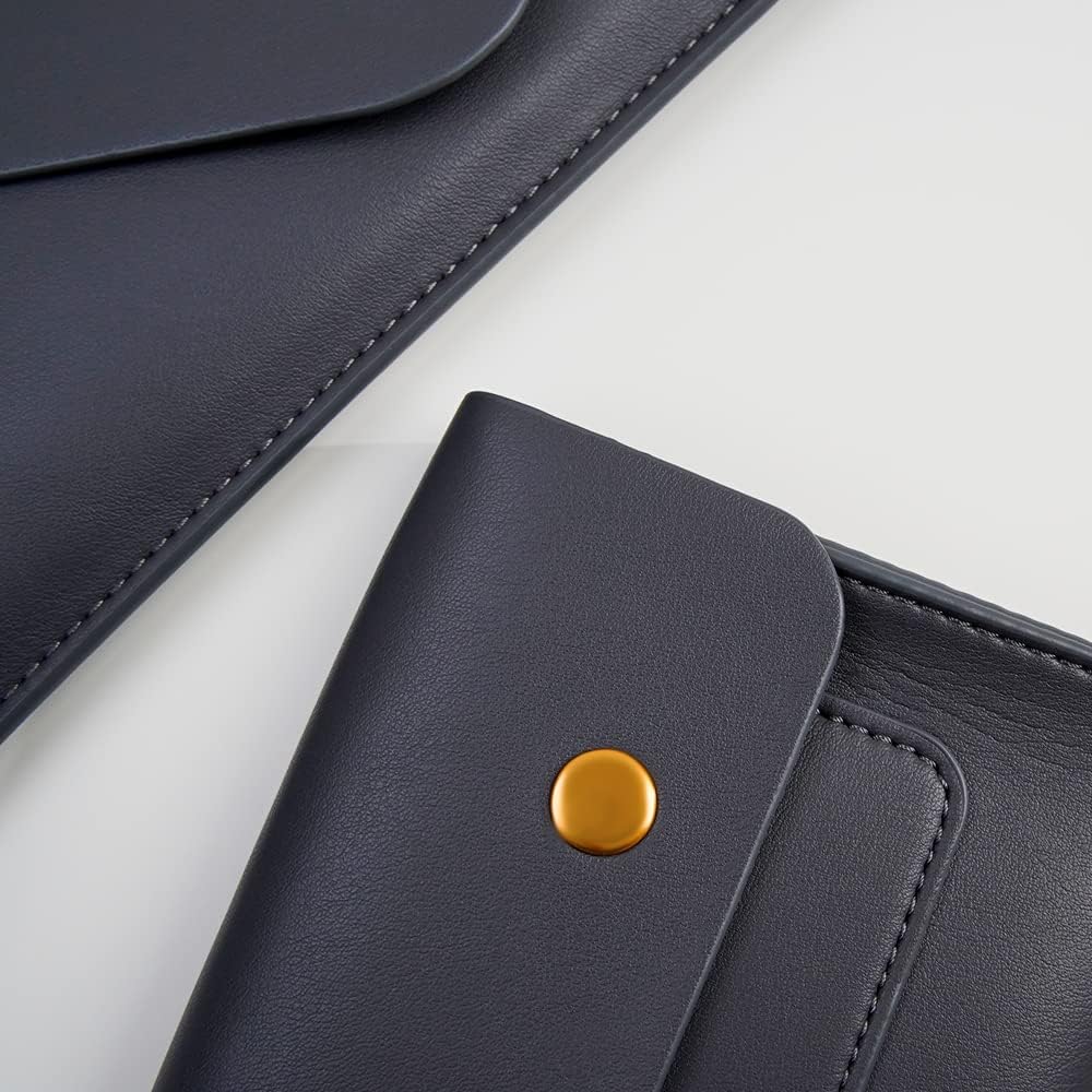 PU Leather Laptop Sleeve Compatible with New 14 inch MacBook Pro A2992 A2918 A2442,Old MacBook Pro Air 13, Surface Laptop 13.5, Thinkpad X1 Carbon 14 Set of 4PCS Color Dark Grey