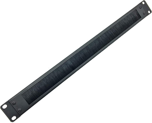 Jingchengmei 1U Disassembled Rack Mount Cable Management Panel with Brush for Cable Entry for 19-Inch Rack or Cabinet Black (BF01UAB2)
