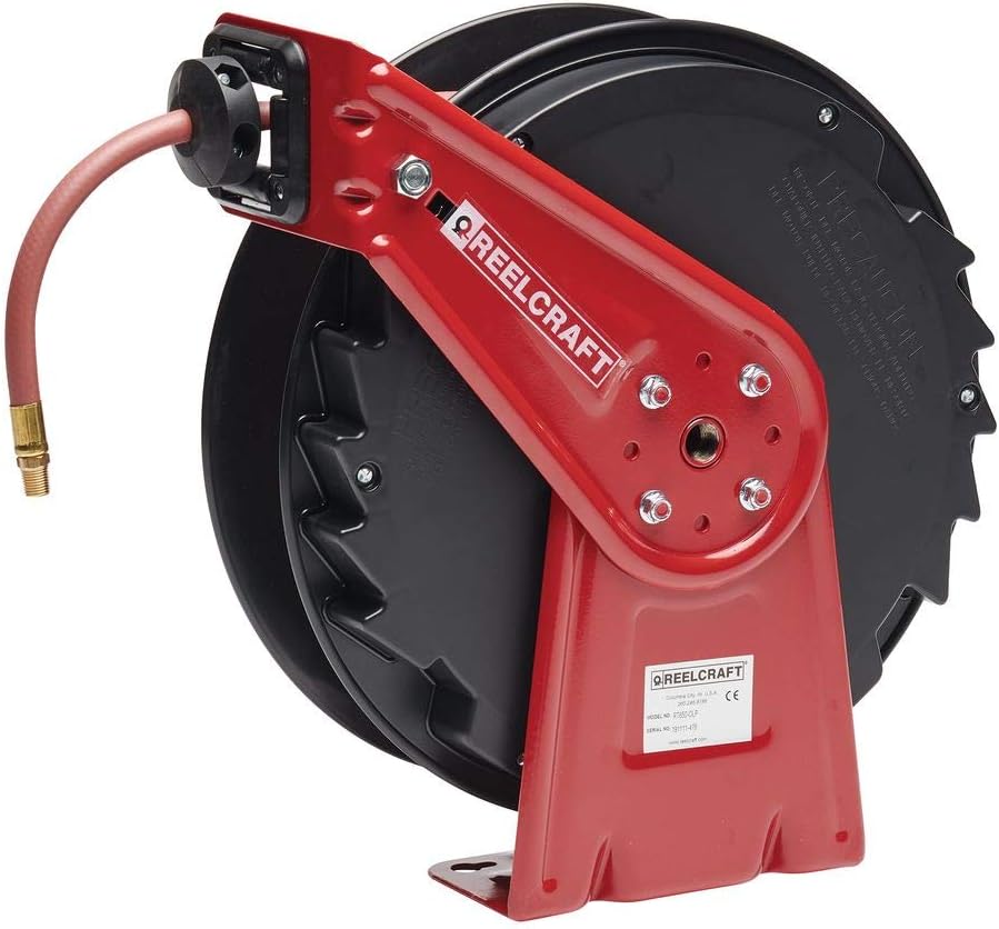 Reelcraft RT650-OLP 3/8-Inch by 50-Feet Spring Driven Hose Reel for Air/Water