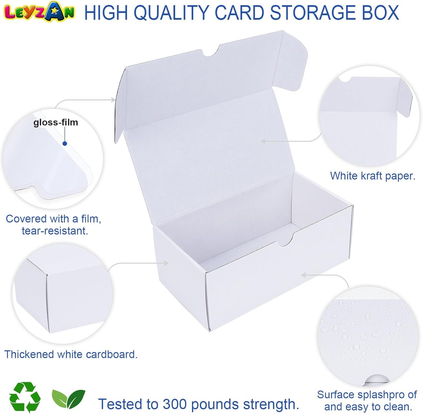 Trading-Card Storage Box, 8-Pack • 400 Count Corrugated Cardboard Storage Box with dividers & labels for TCG/Magic/Mtg storage and Collection, Horizontal