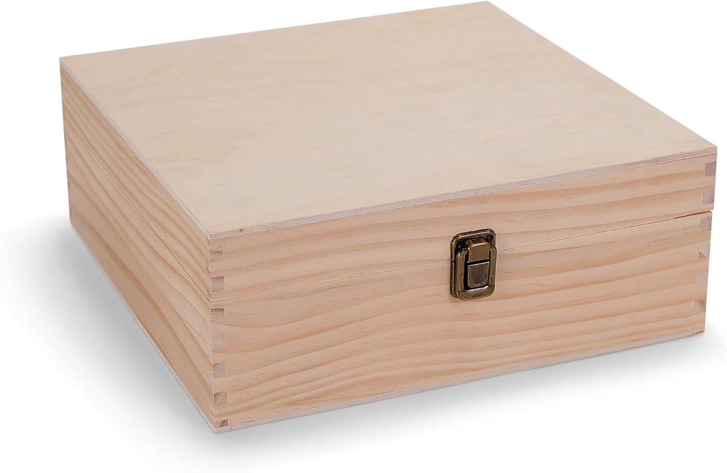 makerflo Medium Natural Pine Wood Memory Box with Black Felt Inside, Hinged with Clasp, Keepsake Wooden Box Ideal for Craft and Personalization (Laser Engraving, Epoxy, UV DTF, and Vinyl) – Pack of 1