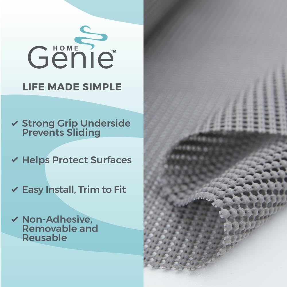 HOME GENIE Shelf Drawer and Cabinet Liner, Durable with Strong Grip, 17.5 in x 10 FT, Non Adhesive Liners Protect Kitchen Cabinets and Cupboard, Pantry, Bathroom Drawers and Shelves, Desks, Soft Gray