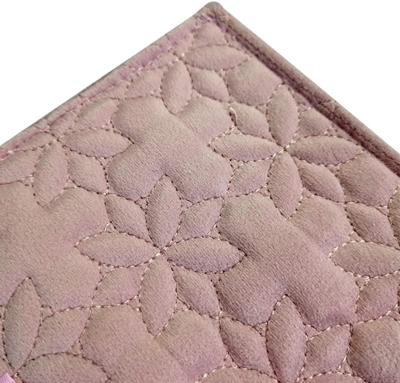 Portable Jewelry Roll Untangled Secure Necklace Travel Storage Bag Displays Holder 16 Chain (Embroidery Pink Velvet)