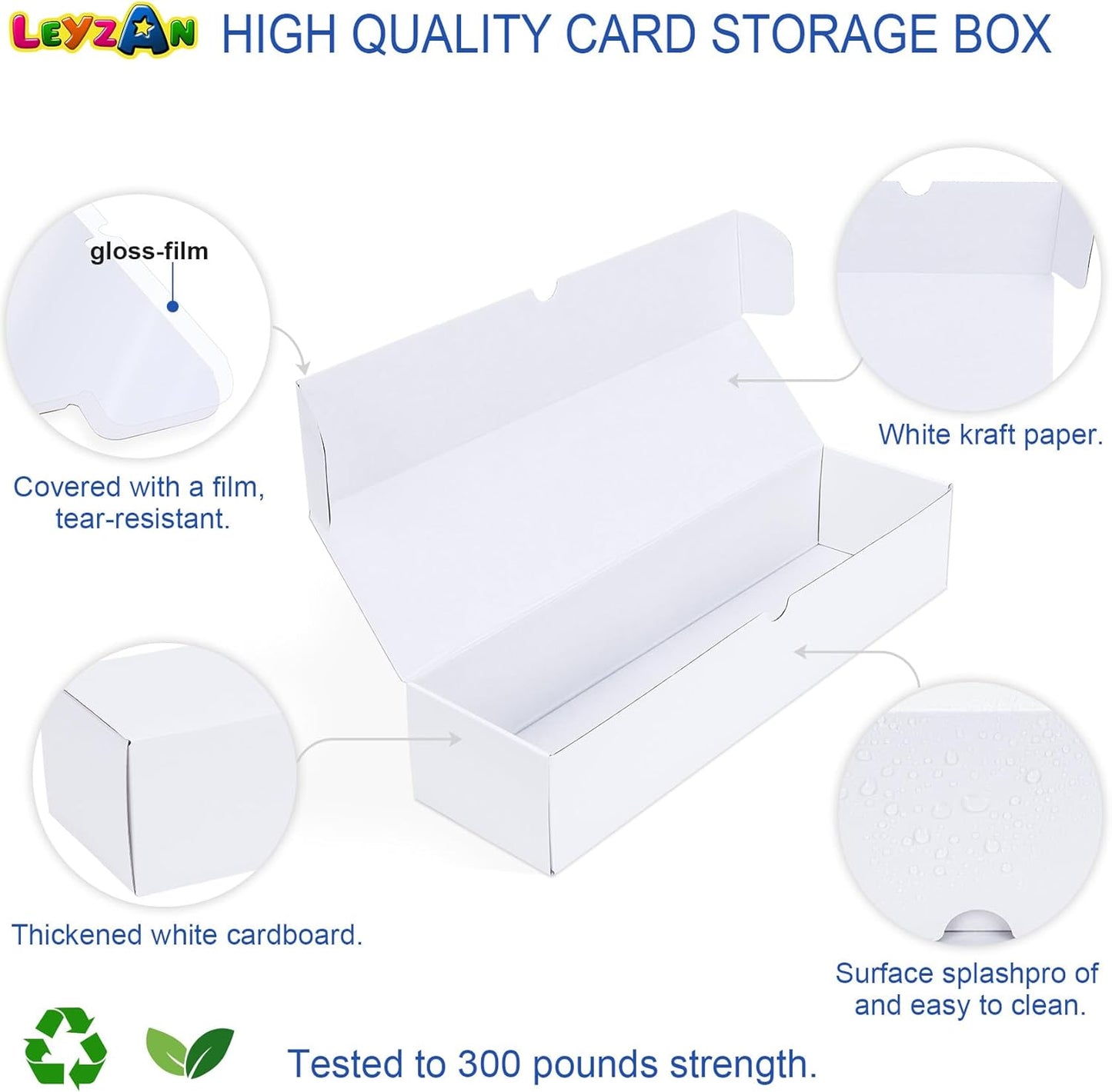 Trading-Card Storage Box, 8-Pack • 1000 Count Corrugated Cardboard Storage Box with dividers & labels for TCG/Magic/Mtg storage and Collection, 14.4 INCH Horizontal