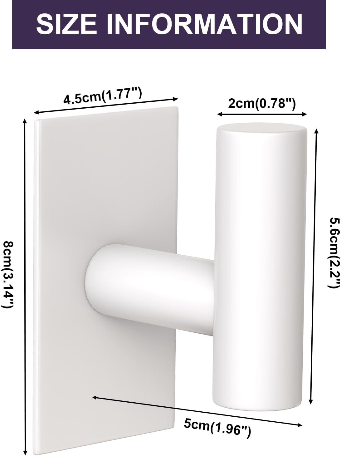 VAEHOLD Wall Towel Hooks, Heavy Duty Sticky Holder Waterproof Towel Hooks for Hanging Coat, Clothes, Closet Hook Wall Mount for Kitchen (White, 2 Pack)