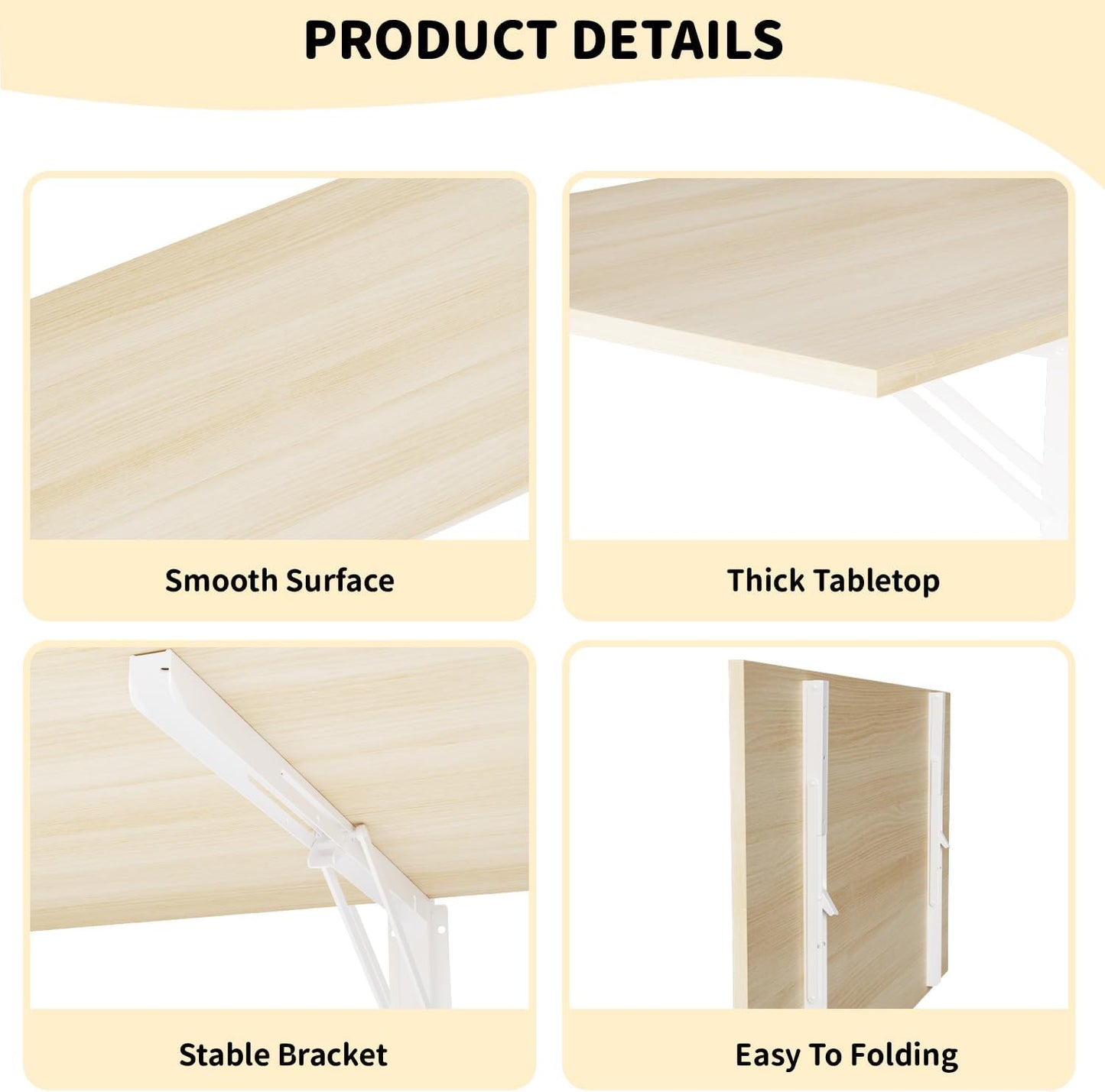 GOYLSER Wall Mounted Folding Kitchen Table Desk for Small Spaces Saving, Natural Wood Fold Down Laundry Wall Table, Wall Folding Portable Workbench Worktable, 47" x 20.5"