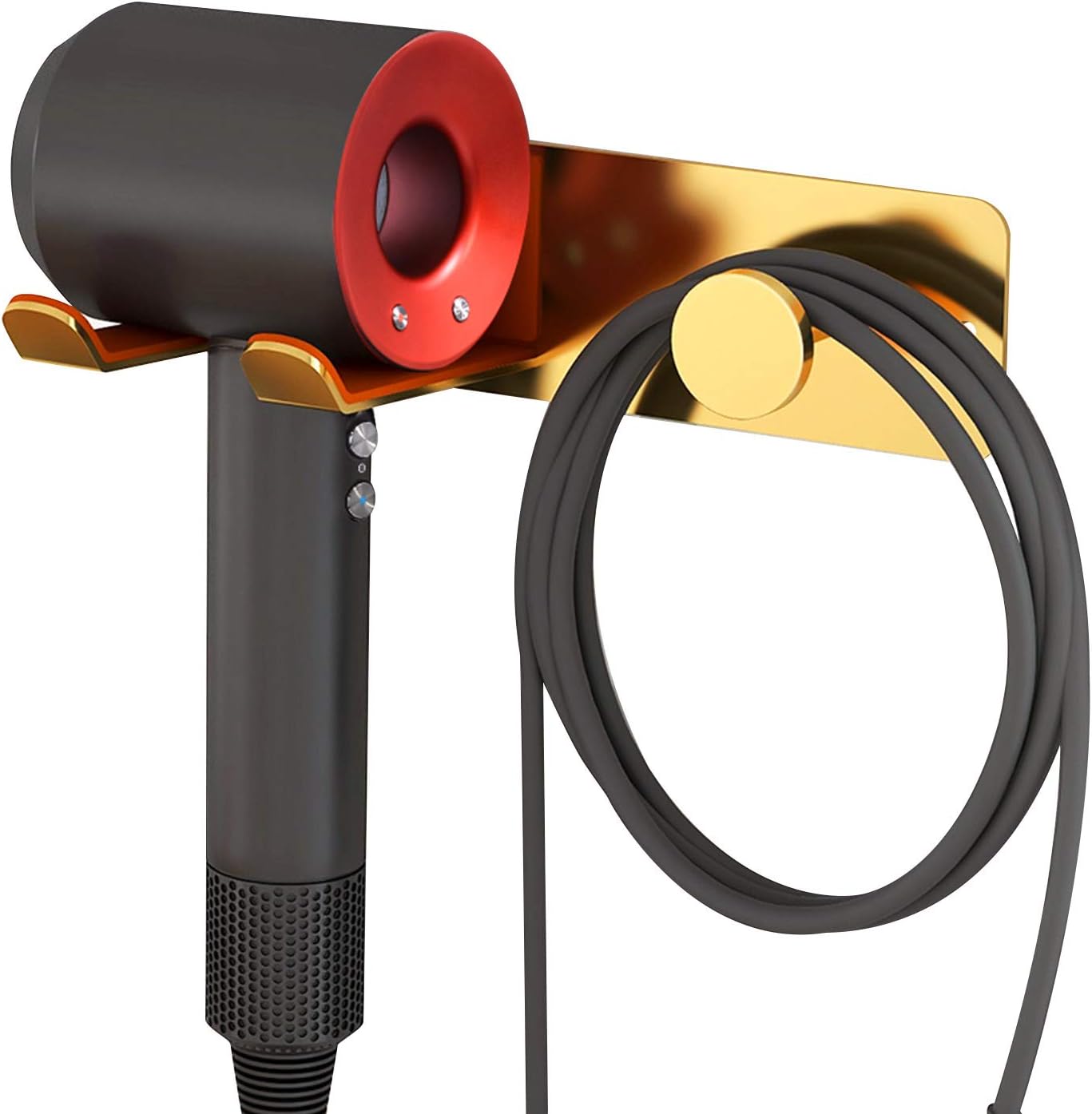 Hair Dryer Holder Wall Mounted, Stainless Steel Self Adhesive Blow Dryer Holder Rack for Dyson Supersonic Hair Dryer,Gold