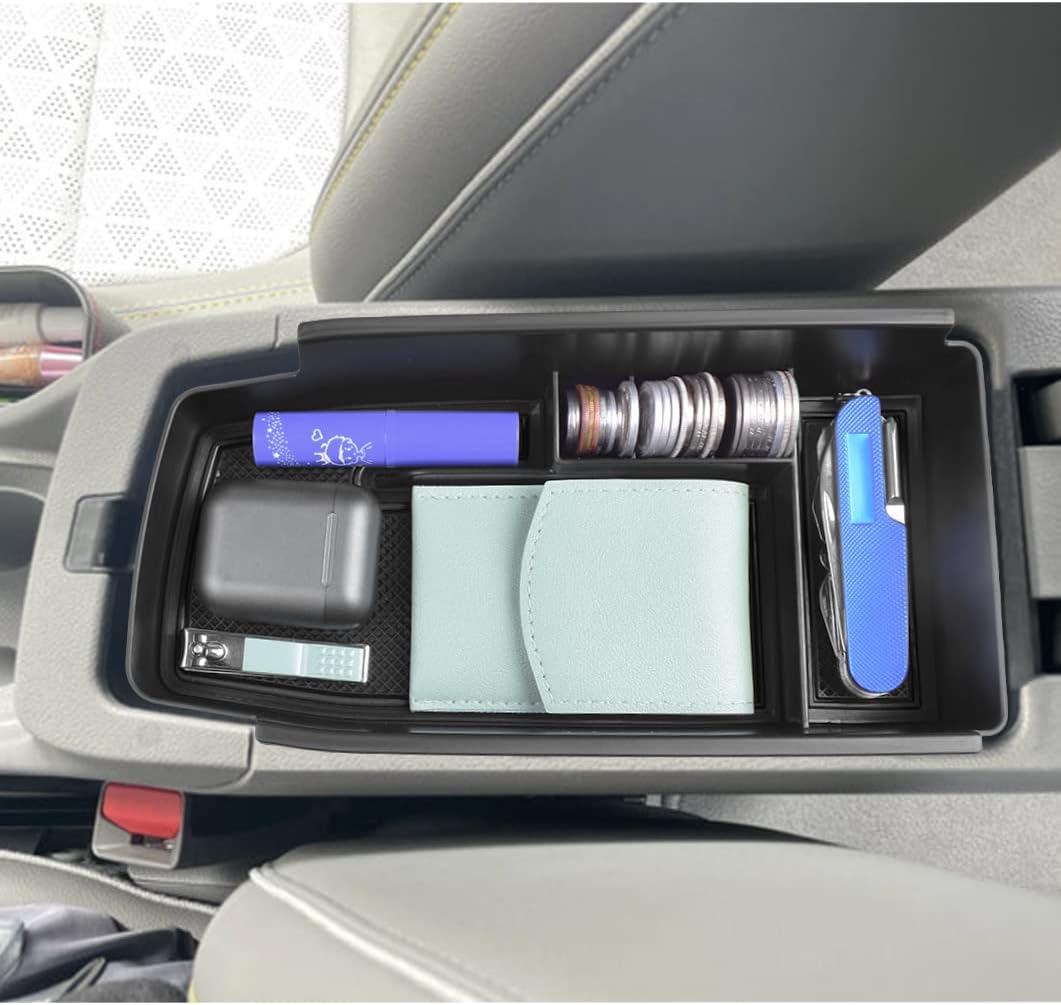 EDBETOS Center Console Organizer Tray Compatible with Chevy Bolt EUV Bolt EV Accessories 2022-2023 Interior Secondary Armrest Storage Glove Box Divider ABS Material, Customized Design, Black