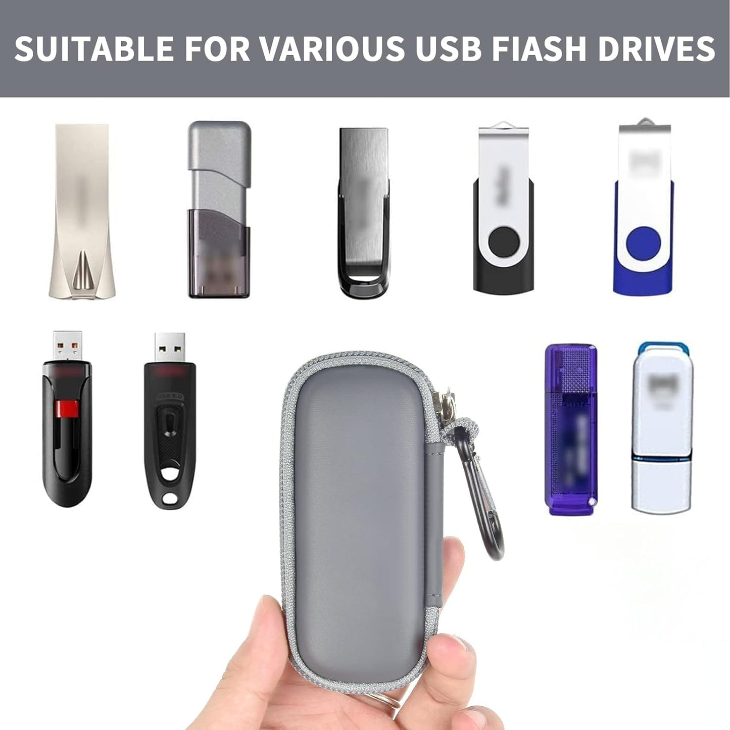 USB Flash Drive Case, SD Card Holder Compatible with Thumb Drive, Memory Cards, SDXC SDHC Storage Bag, Electronic Accessories Organizer for SanDisk for Samsung for Inland (Dark Grey)