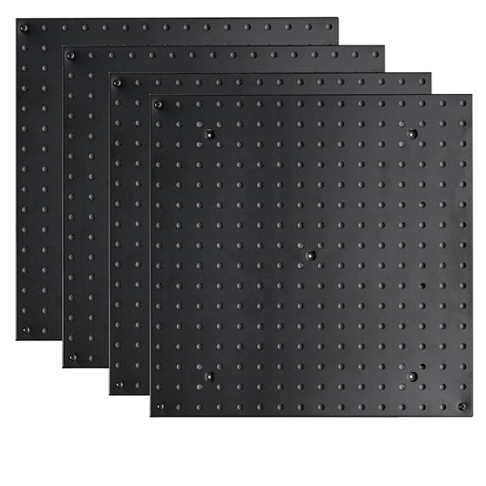 Pegboard Smith 16x16 inch Wall Tool Organizer Pegboard Panels, Black Metal Pegboard for Tool Storage, Workbench Tools Organization Peg Board(4 PCS, Black)