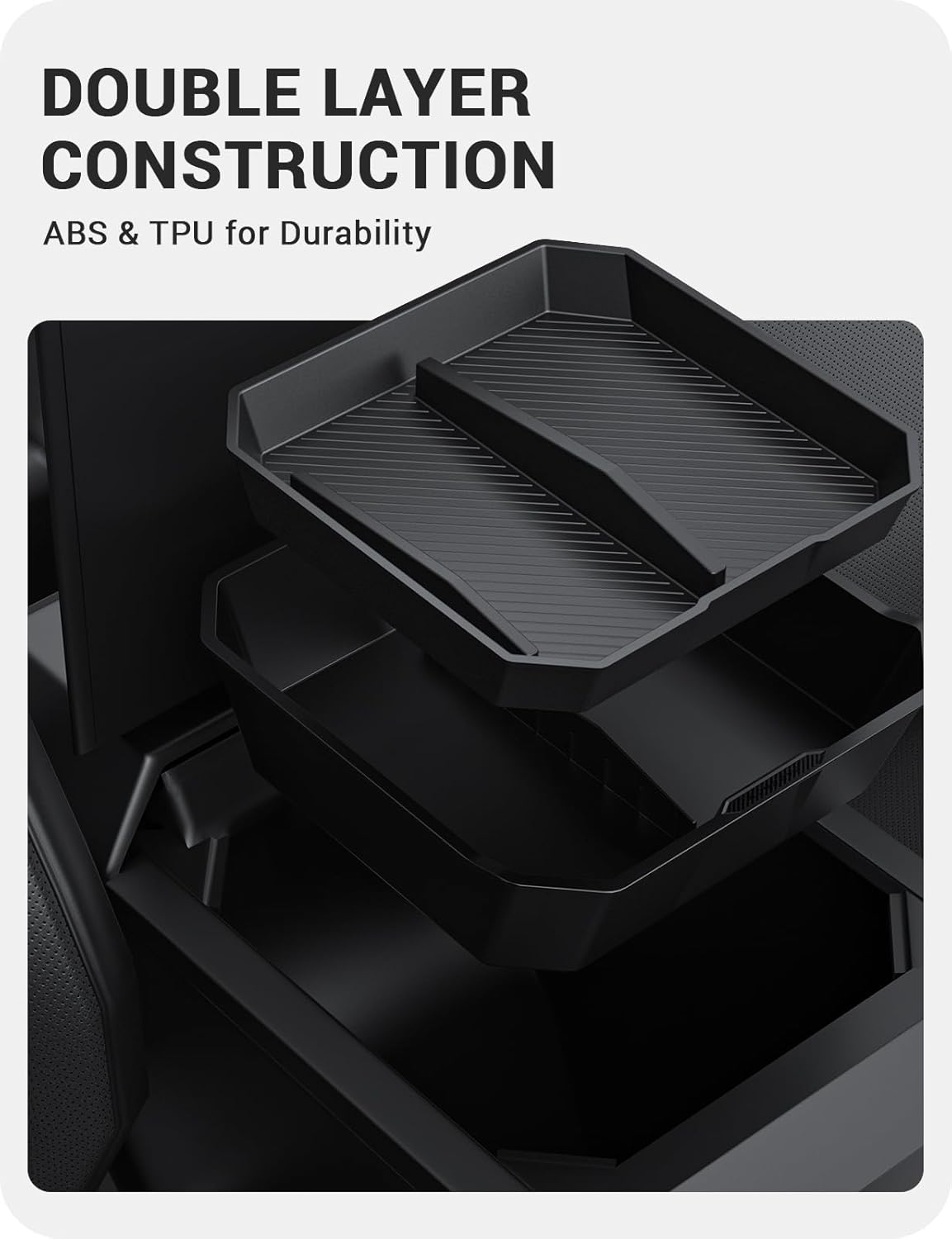 BASENOR 2024 2025 Tesla Cybertruck Center Console Organizer Tray(Carbon Edition) (Proprietary Design) Armrest Storage Box for Cybertruck Accessories