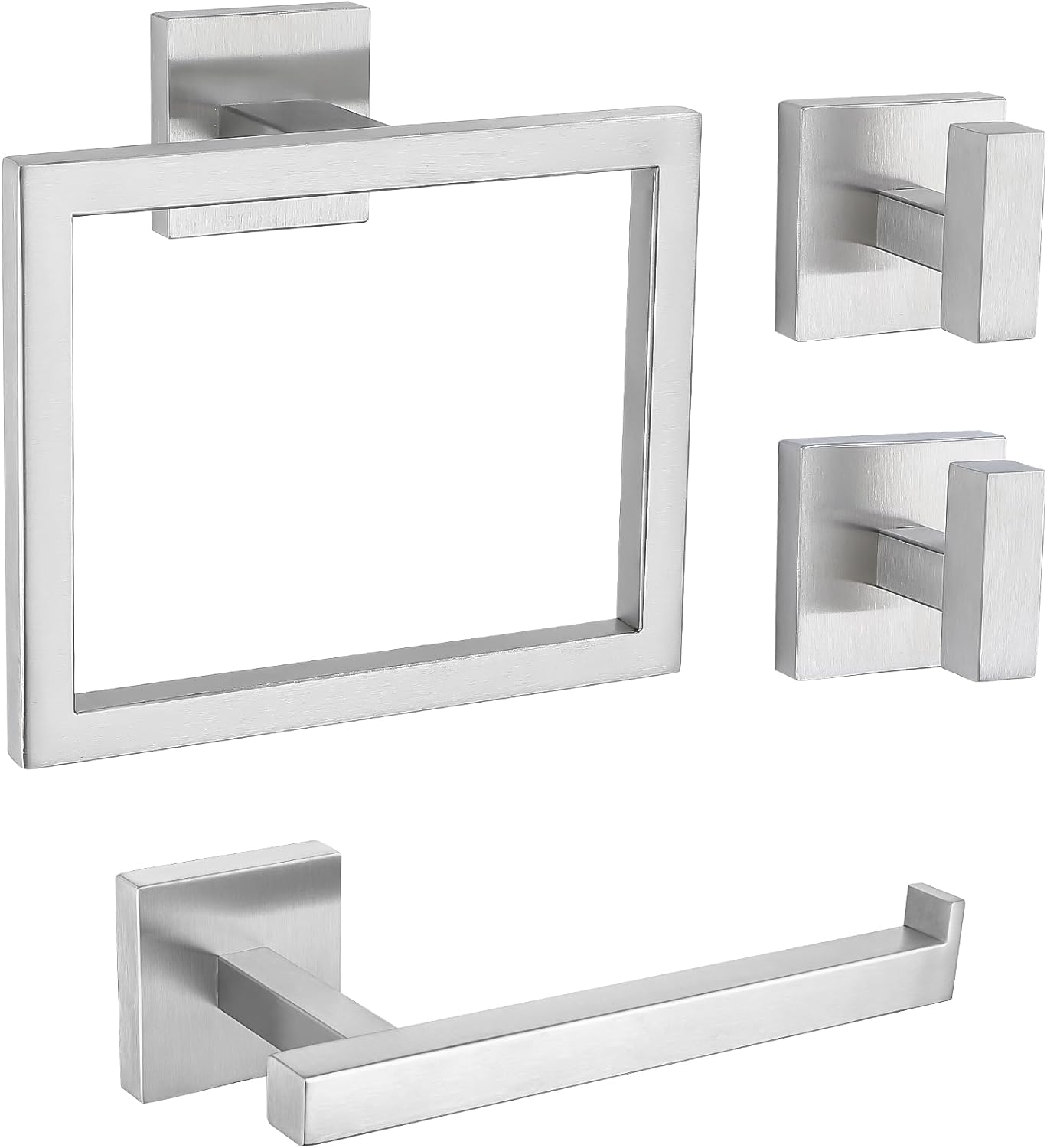 Brushed Nickel Bathroom Hardware Set 4 Pieces, Toilet Paper Holder Set SUS304 Stainless Steel Bath Hand Towel Ring for Bathroom Hardware Accessories Set Wall Mounted