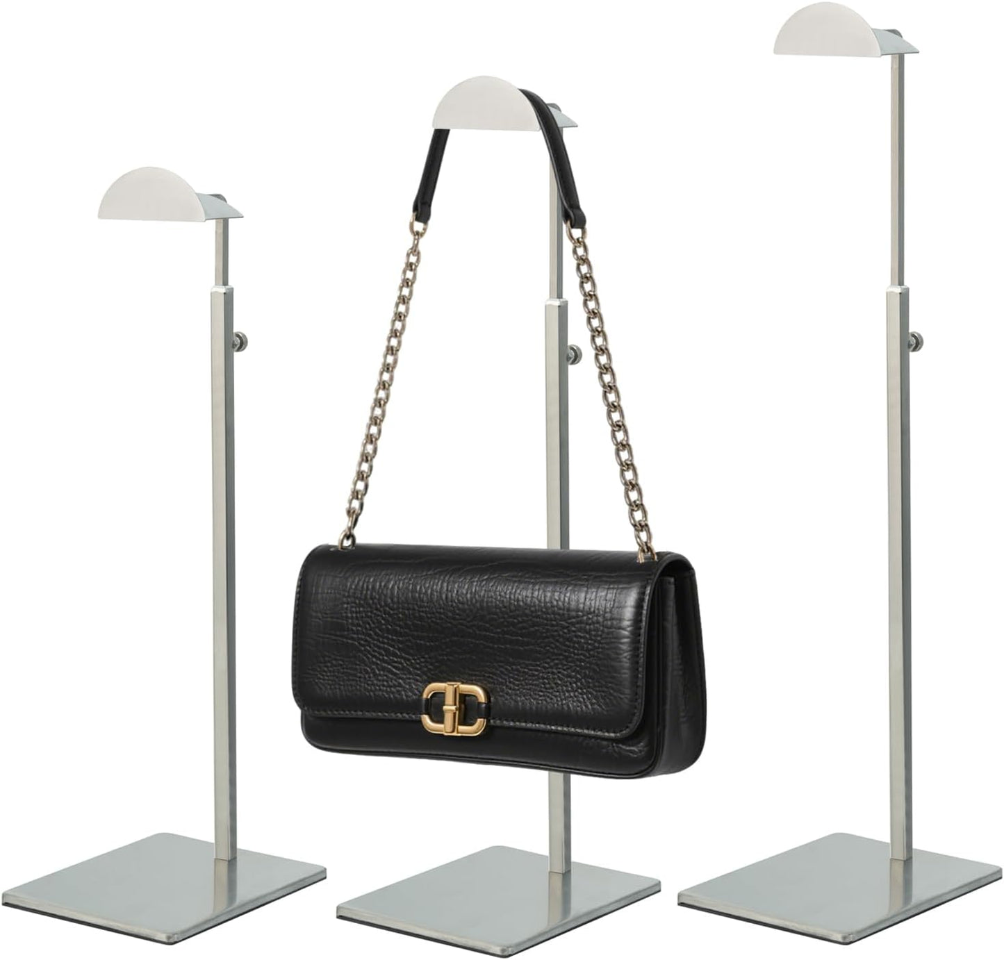 Purse Display Stand 3PCS More Thickened Base Handbag Rack for Bag Organizer Stainless Steel Adjustable Height Home Store Boutique Counter Vendors