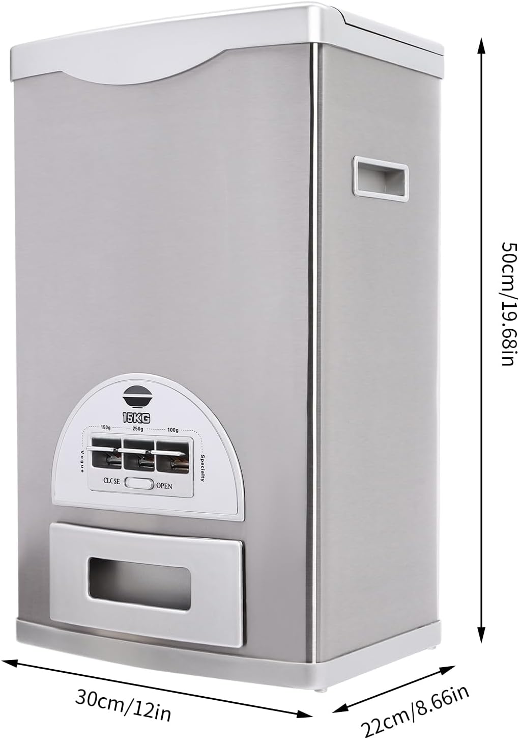 33lbs Cereal Dispenser Countertop, Rice Dispenser Container Machine Organizer Containers Storage Tank Kit Conical Funnel 3 Buttons Lids for Homes, Restaurants
