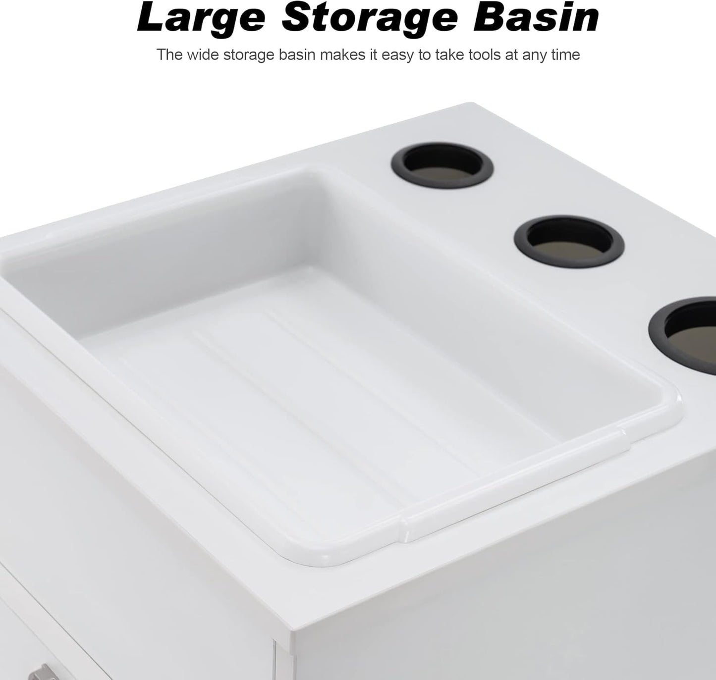 BarberPub Salon Storage Cabinet Beauty Locker Hair Dryer Holder Stylist Spa Equipment with Drawer 2035 (White)