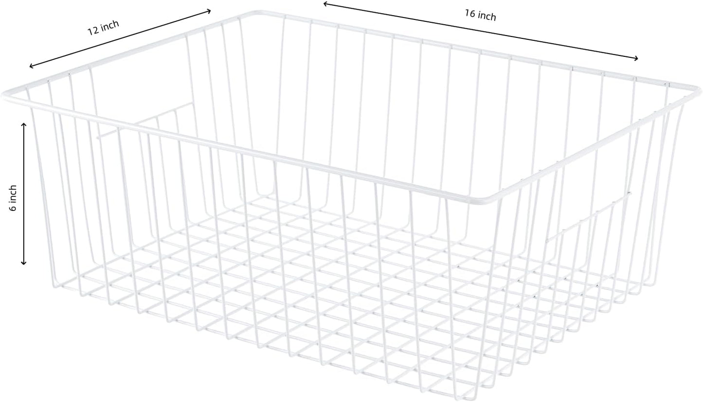 Npro 4 Pack Upright Freezer Organizer Bins - Standup Freezer Organizers Improve Air Circulation, Wire Storage Baskets, White