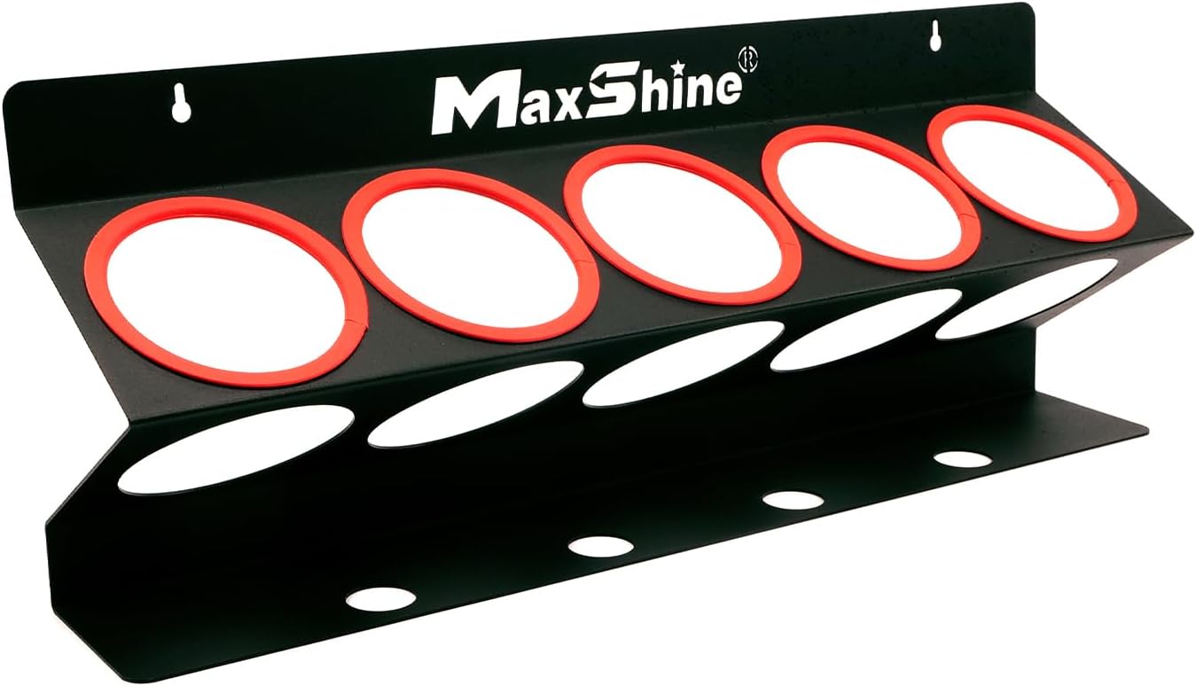 Maxshine Universal Detailing Spray Bottle Holder, Set of 6 | Wall-Mounted Organizer Holds 5 Spray Bottles (16oz/32oz) with 4 Small Holes | Lightweight Rack for Garage Storage & Mobile Detailing