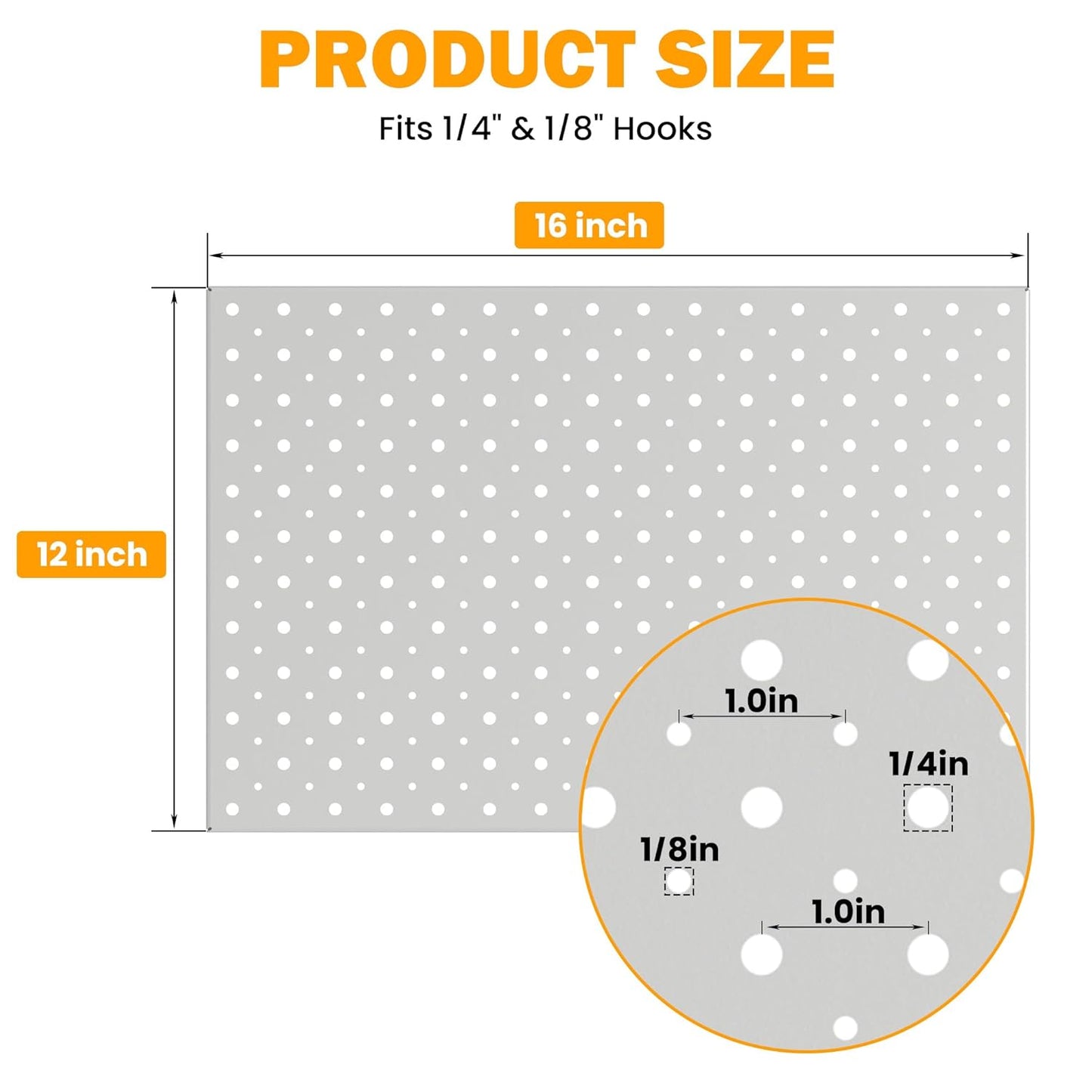 Pegboard Smith Metal Pegboard Panels, 16" x 12" Heavy-Duty Steel Wall Peg Boards for Garage Tool Storage, Pegboard Organizer System (Pack of 3, Gray)