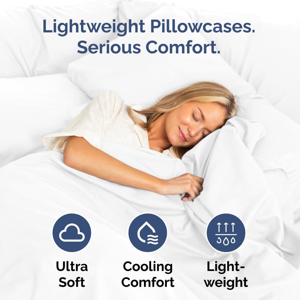 Standard Pillow Cases - 2 Pack - Super Soft Pillowcase Covers - Envelope Enclosure - Hotel Quality Pillow Protectors - Wrinkle Free, Shrink and Stain Resistant - Machine Washable - 20" x 26" (White)