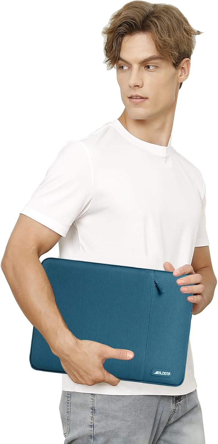 MOSISO Laptop Case 15 inch, 15 inch Laptop Sleeve Compatible with MacBook Air 15 M4 A3241 M3 A3114 M2 A2941 2025 2024 2023,Dell XPS 15,Polyester Vertical Computer Sleeve Bag with Pocket, Deep Teal