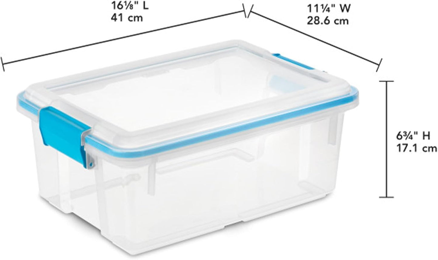 Sterilite 12-Pack Gasket Box, Weather-Resistant Storage Bins with Latching Lids, 12 Quart - Heavy-Duty Organizing Containers for Closet, Bathroom, and Office