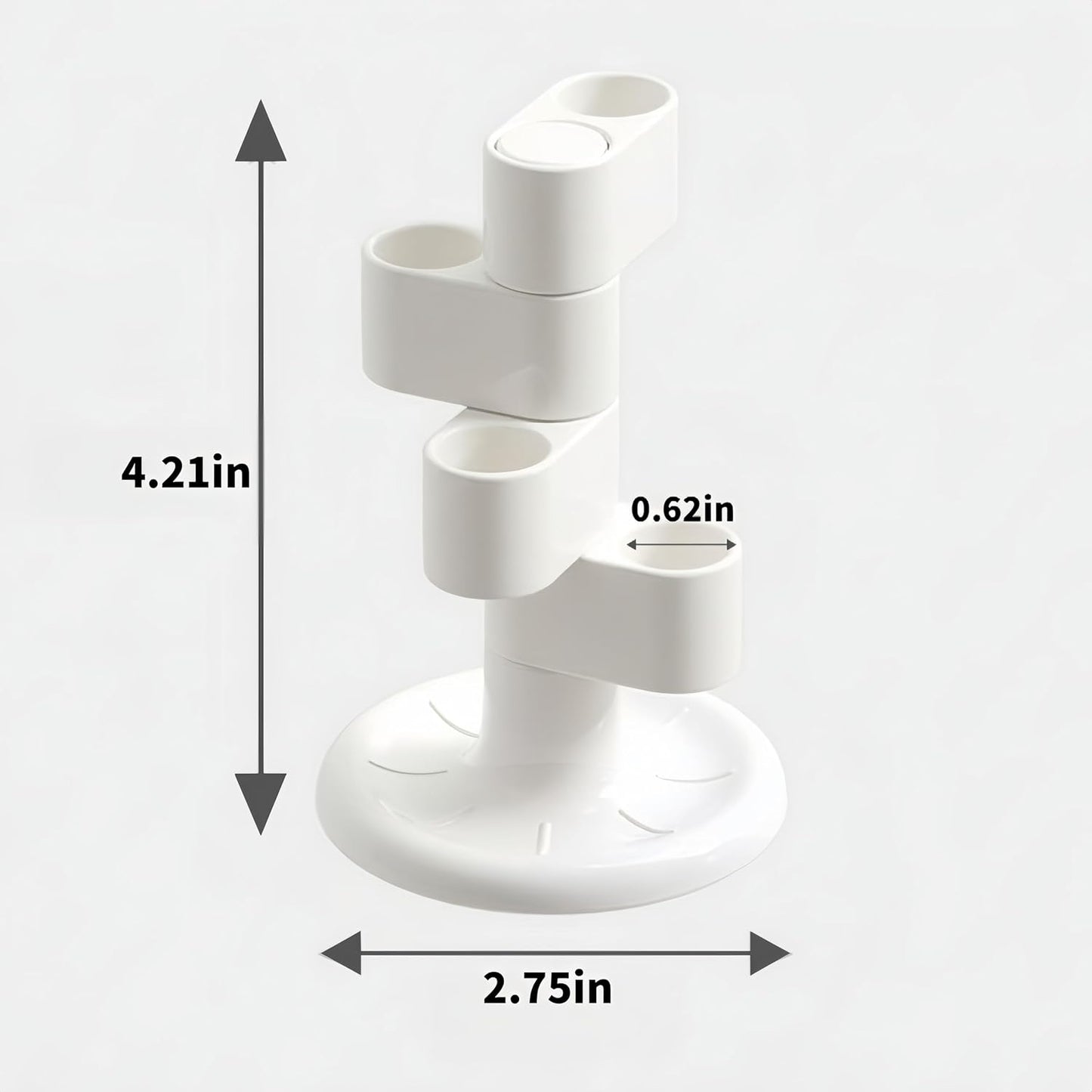 2-Pack 360° Rotating Toothbrush Organizer with Non-Slip Base, Bathroom Countertop Holder for Razors, Makeup Brushes and Toothbrush Storage, Compact Space-Saving Stand White