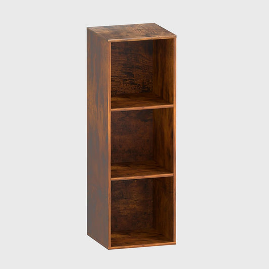 3 Cube Storage Organizer, 3 Tier Cube Low Bookcase Freestanding Storage Display Organizer for Home Office, Three-Cubes Open Shelf Short Bookshelf (Retro Brown, 3 Cube)