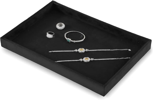 Valet Tray For Men, Velvet Jewelry Display,Premium Flat Catch All Trays,Luxury Mens Valet Tray,Black Jewelry Drawer Organizer