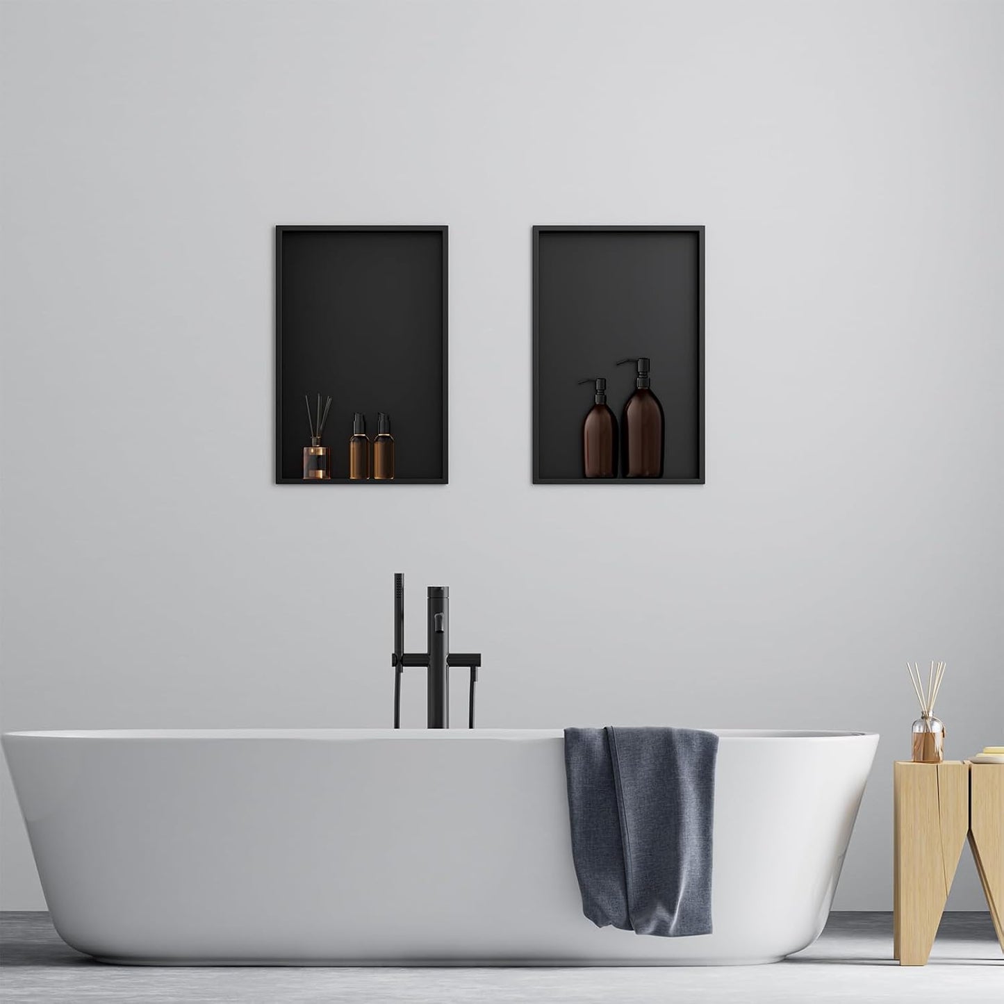 Achelous Stainless Steel Insert Shower Niche 18" X 12" NO Tile Needed, Bathroom Wall Niche Recessed Shower Shelf Organizer, Wall-inserted Niche Recessed Shower Caddy, Matte Black