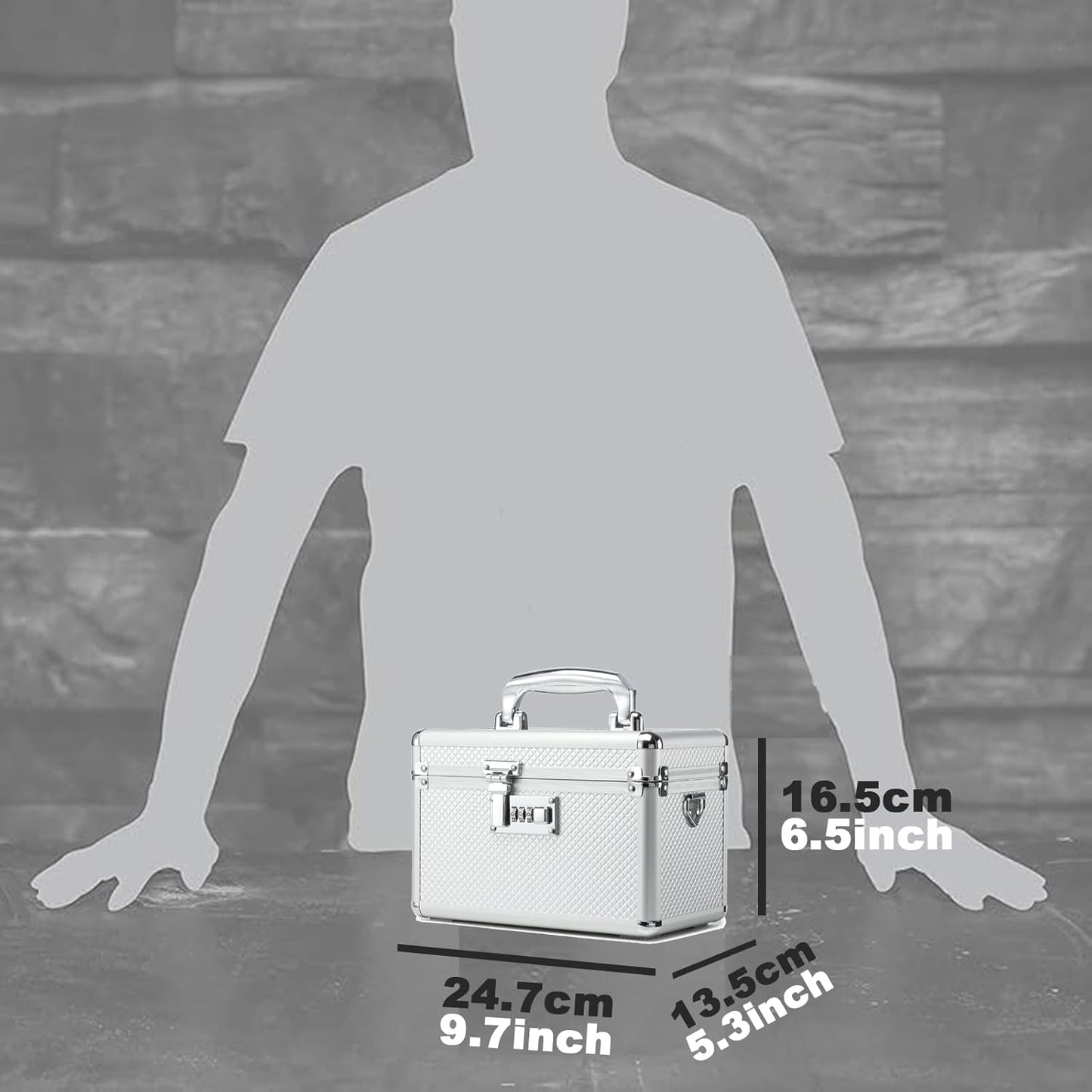Storage Lock Box with Combination code, Lockable Medicine Storage Case, Empty First Aid Box, Security Lock Box, Multipurpose Lockbox for Home and Outdoor Use (Silver, Small)