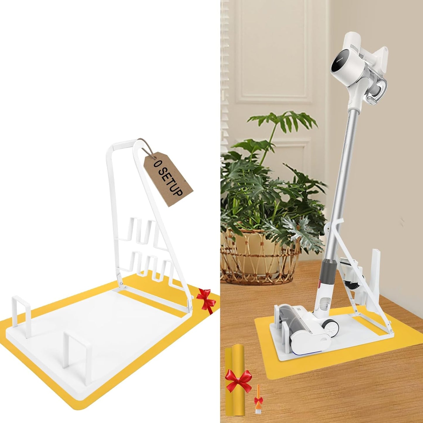 No Installation Required-Universal Stand,Storage Stand Docking Station Holder,Stable Metal Storage Bracket Stand Holder,Compatible with Most Stick Vacuum(White)