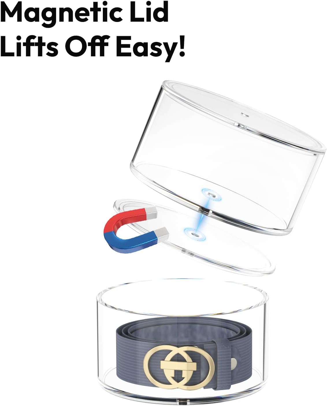Belt Organizer for Closet Storage: Clear Acrylic 4-Layer Stackable Belt Box, Space-Saving Neat Case Holder